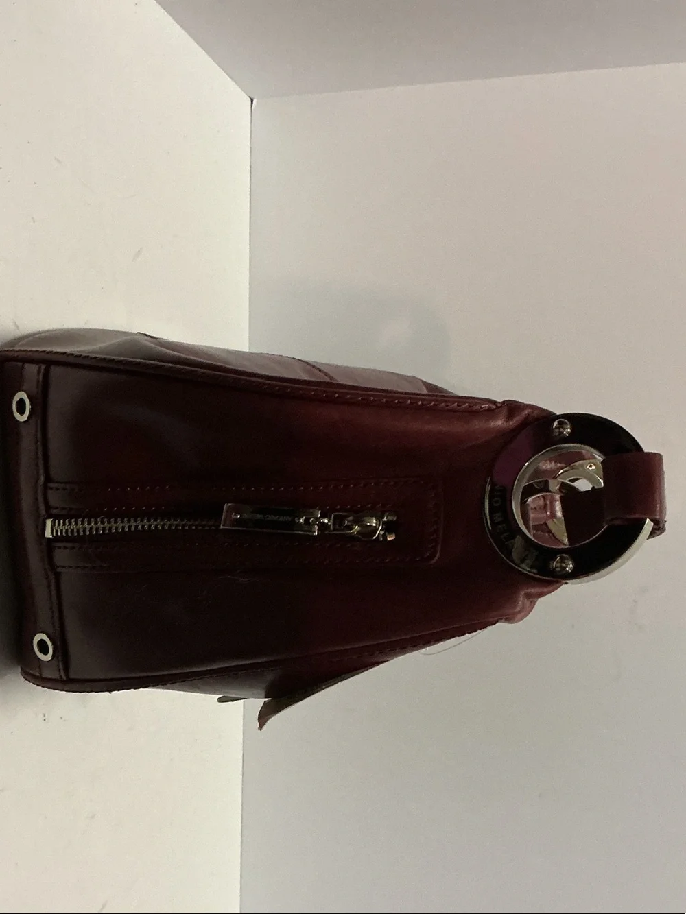 ANTONIO MELANI Burgundy Leather Shoulder Hobo